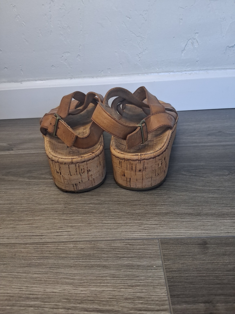 Born Leather Cork Platform Sandals Women's Sz 10 Brown Criss Cross Slingback - Picture 5 of 11
